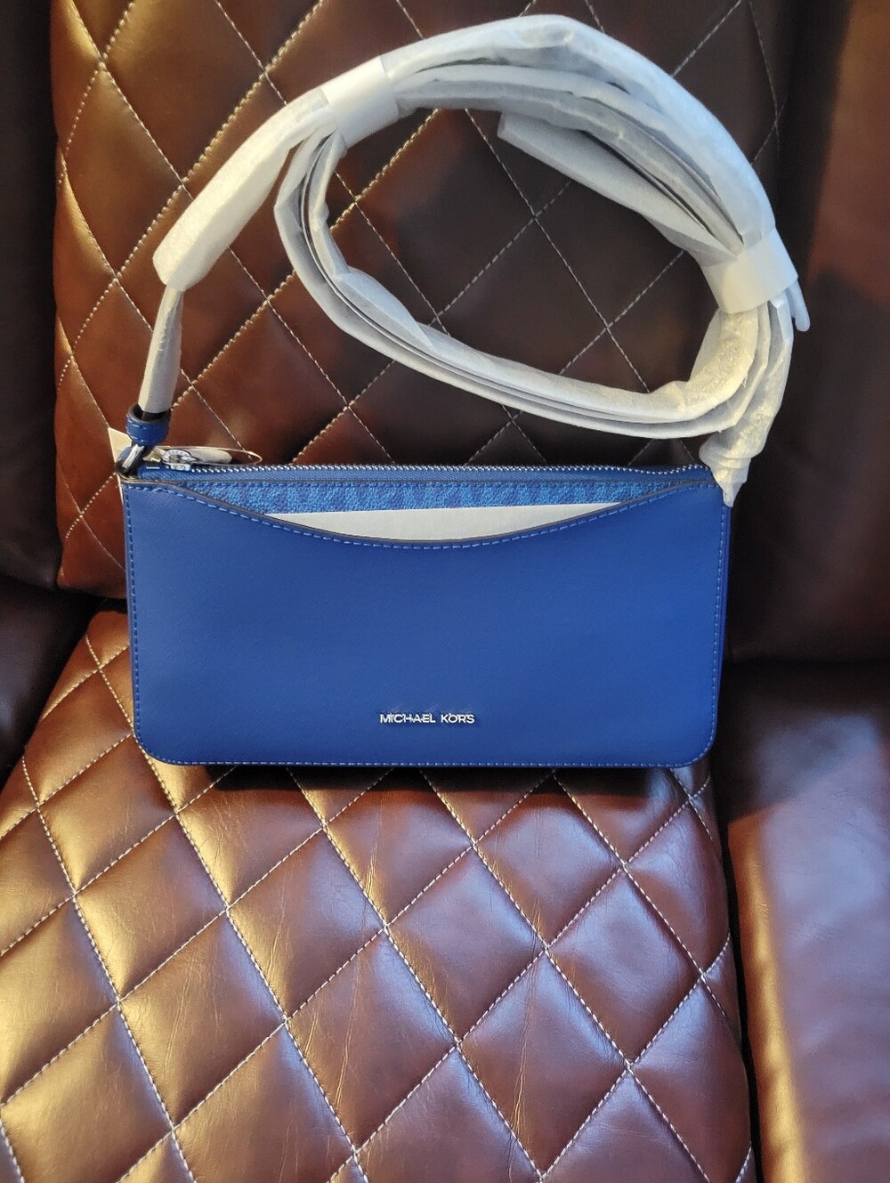 Michael Kors Royal Blue Leather Crossbody Wristlet